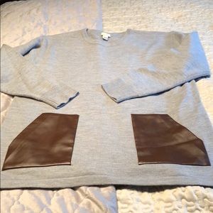 J Crew Sweater with Leather Pockets